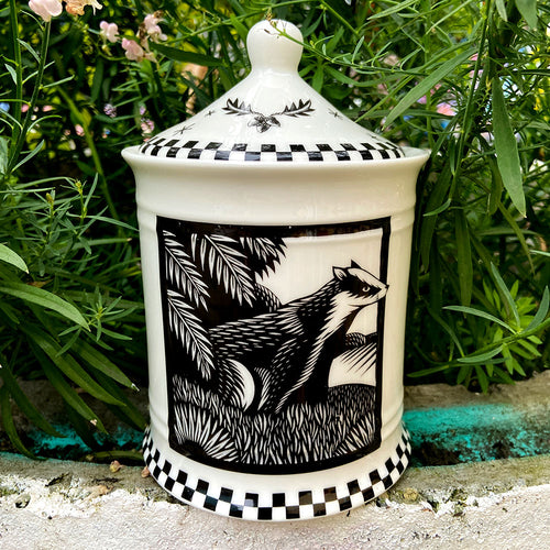 Nick Hayes 'Book of Trespass' Badger Lidded Jar