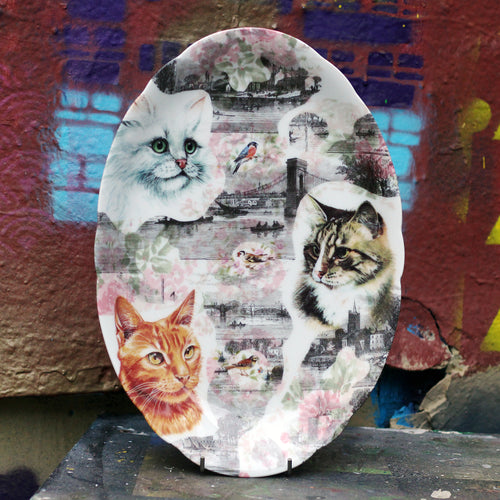 Cats and Birds Large Oval Platter