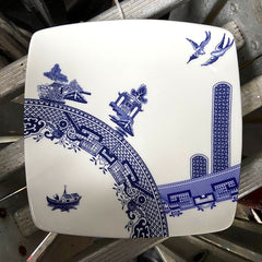 Deconstructed Willow Pattern Small Square Plate