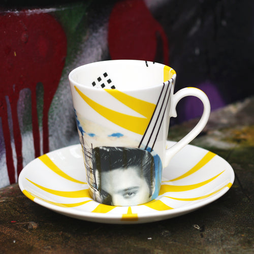 Peeking Elvis Small Cup and Saucer